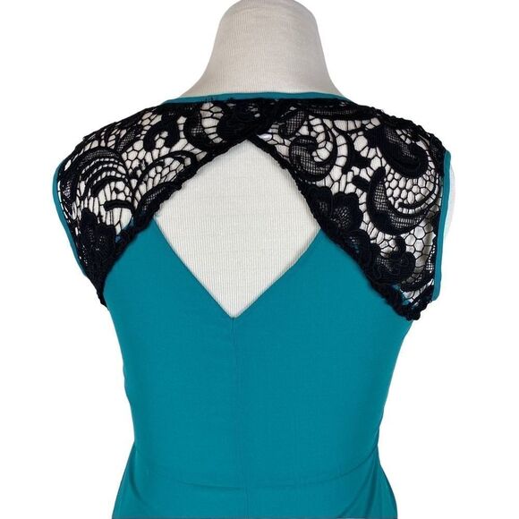 Bar III Teal dress with black lace inserts- size M - Picture 6 of 7